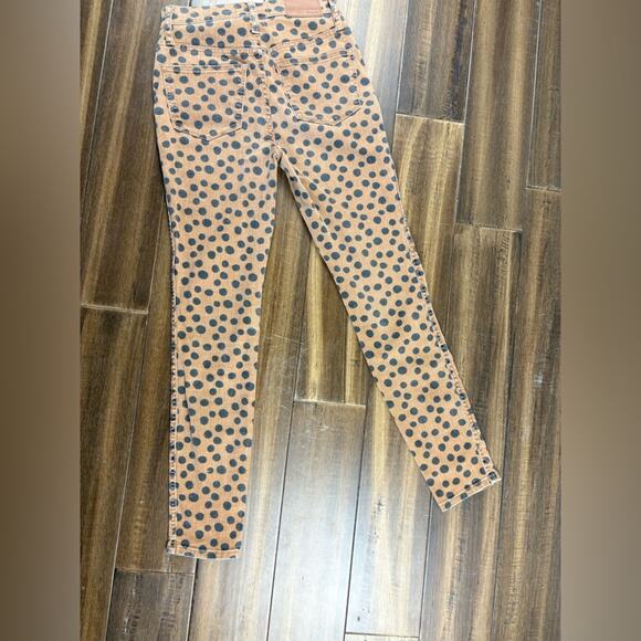 Size 23 MADEWELL 10" High-Rise Skinny Jeans in Leopard Tan Cut - Picture 9 of 10